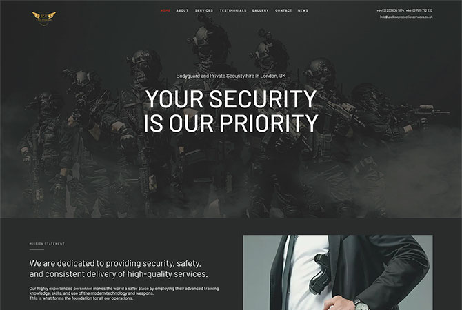 Strona internetowa dla UK Close Protection Services - zdjęcie 1