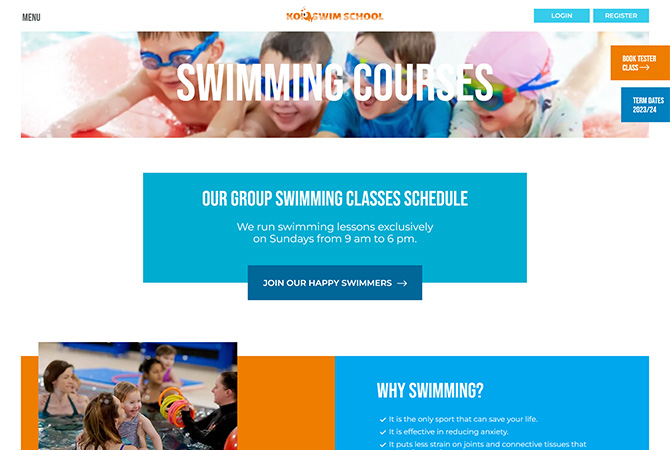 Strona internetowa dla KOI Swim School - zdjęcie 2